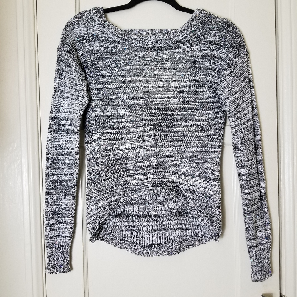 MATERIAL GIRL gray sequined scoop back sweater NEW